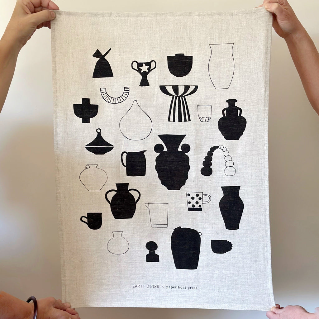 Paper Boat Press Tea Towel | Pots