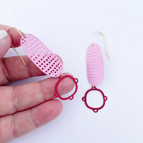 Denz Shape Earrings | Pink + Red
