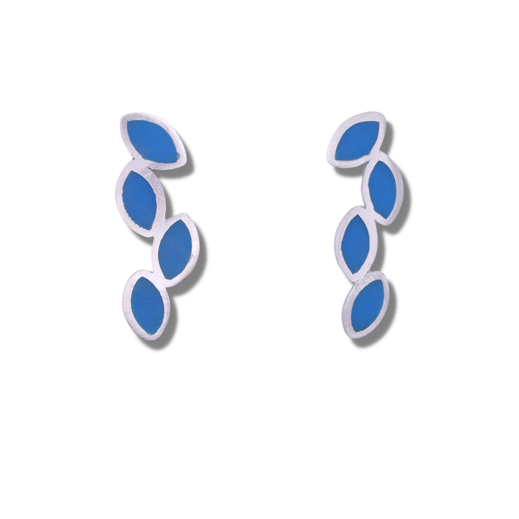 C.K.D. Sterling Silver with Resin Leaf Drops | Blue