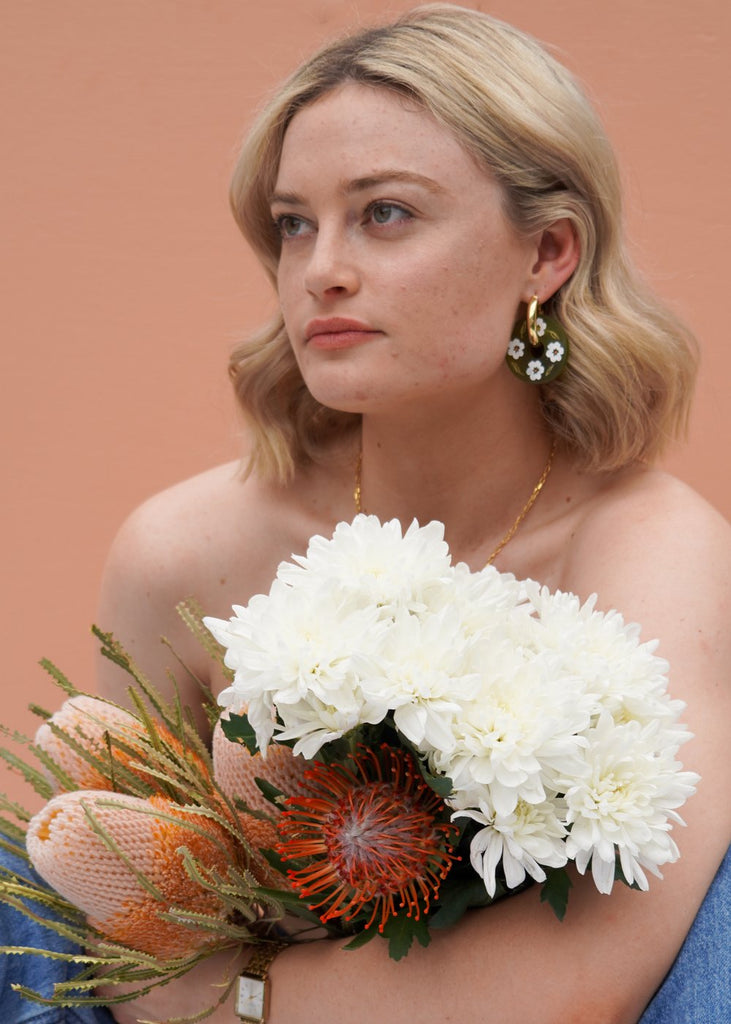 Flowature Thick Hoop Earrings | Evergreen Wildflower