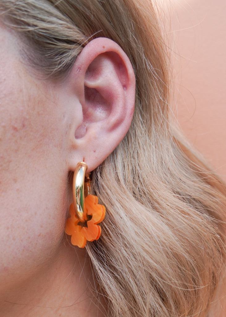 Flowature Thick Hoop Earrings | Yellow Daisy