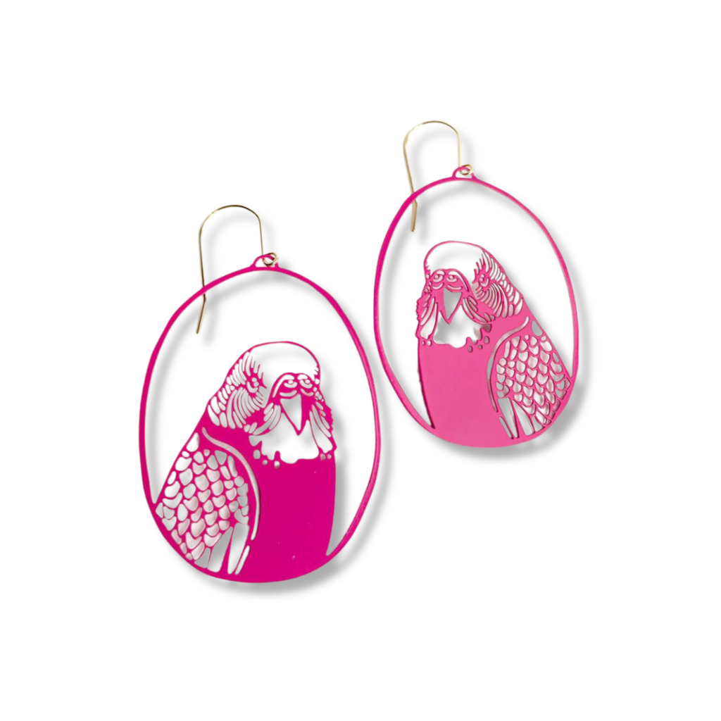 Denz Budgie Earrings | Hot Pink