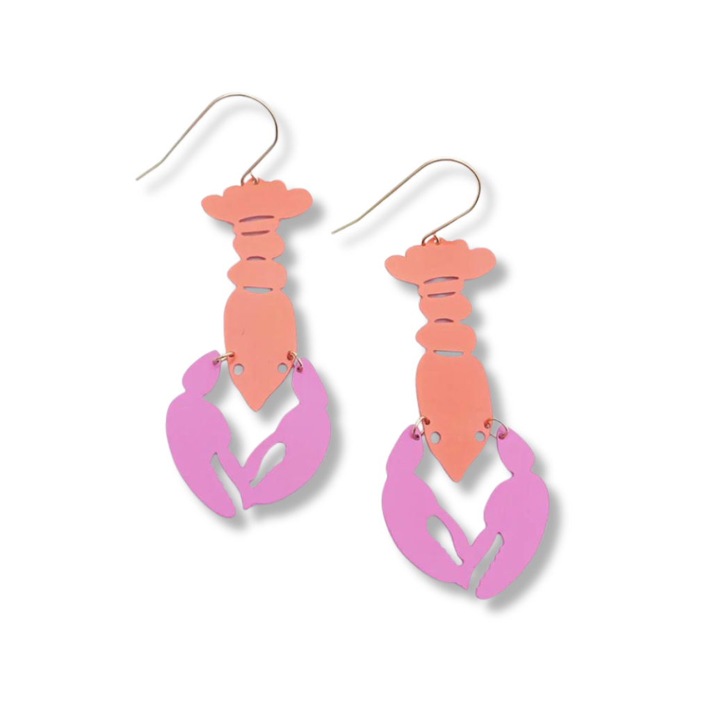 Denz Lobster Earrings | Orange and Pink