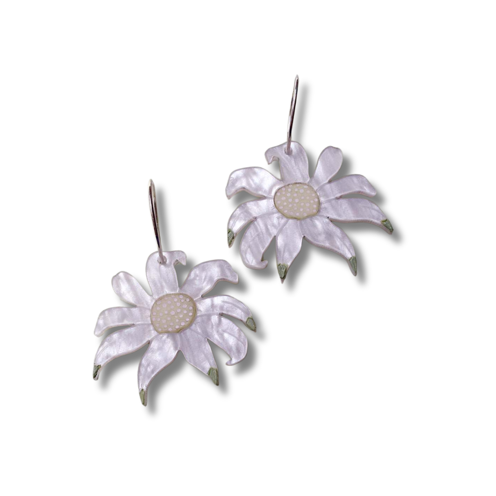 Eliza Rose Flannel Flower Hoop Earrings