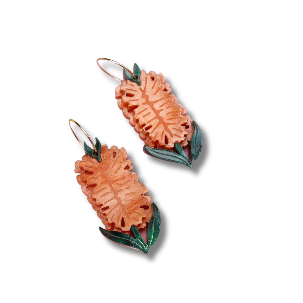 Eliza Rose Hoop Earrings | Tangerine Dream Bottlebrush