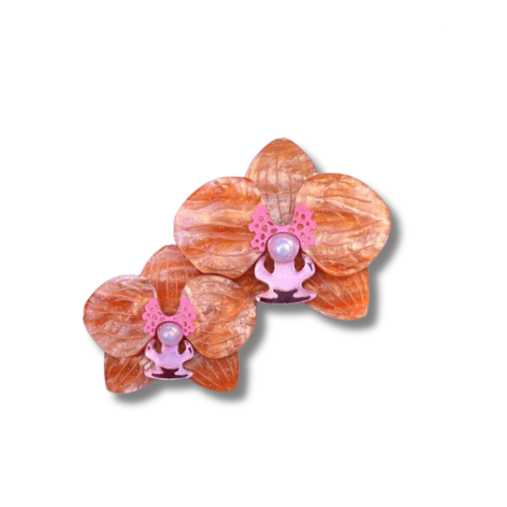 Eliza Rose Brooch | Orange Moth Orchid