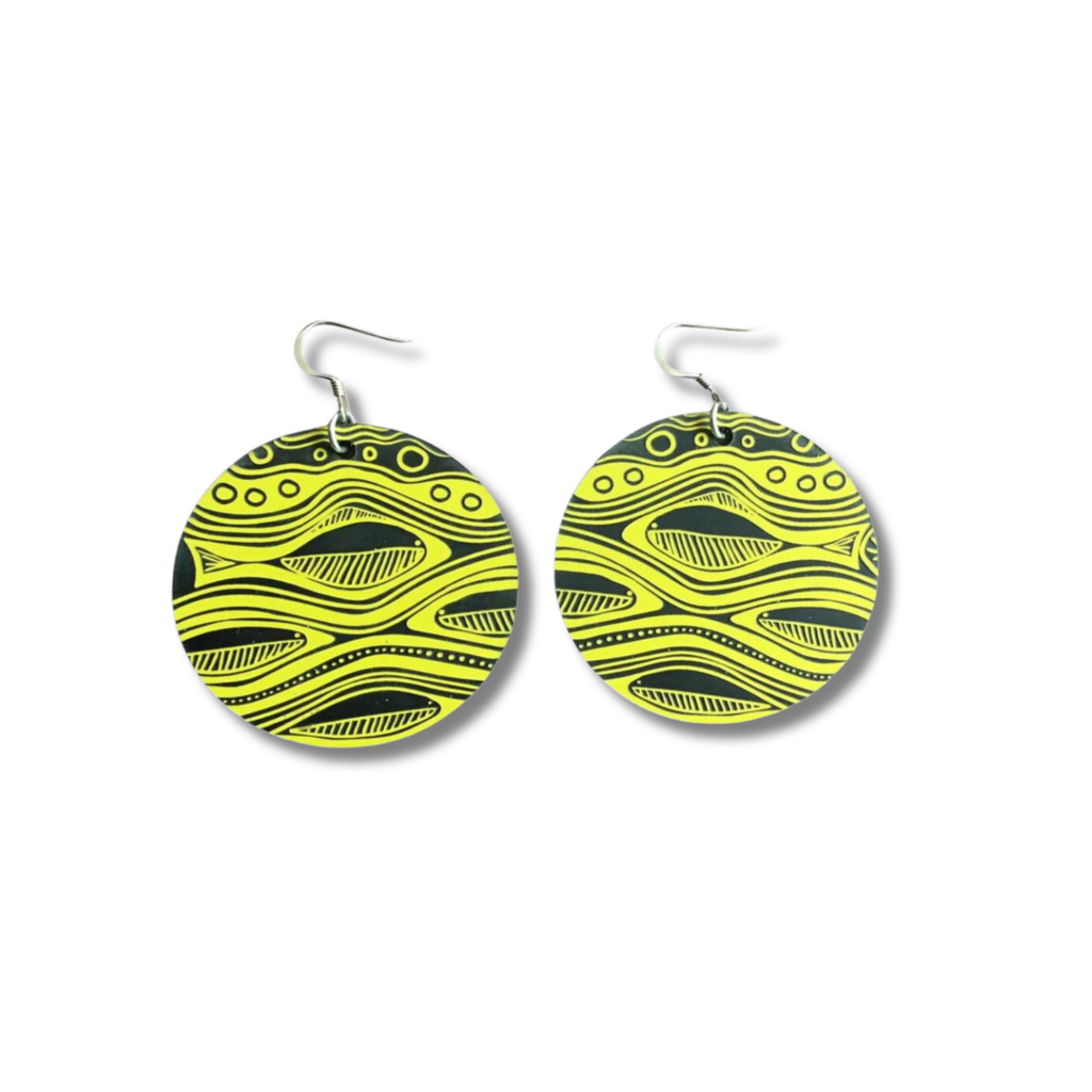 Gillawarra Arts Mullet Run Earrings  | Yellow & Black