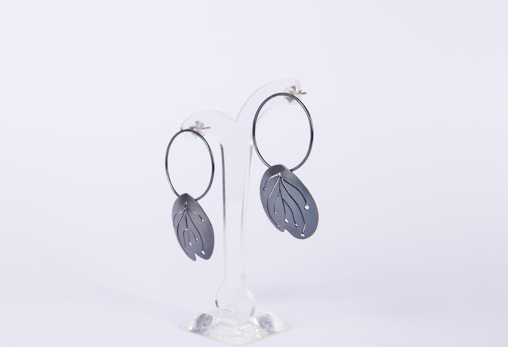 Mari Hirata Earrings | Sterling Silver Swing Blossom Oxidised