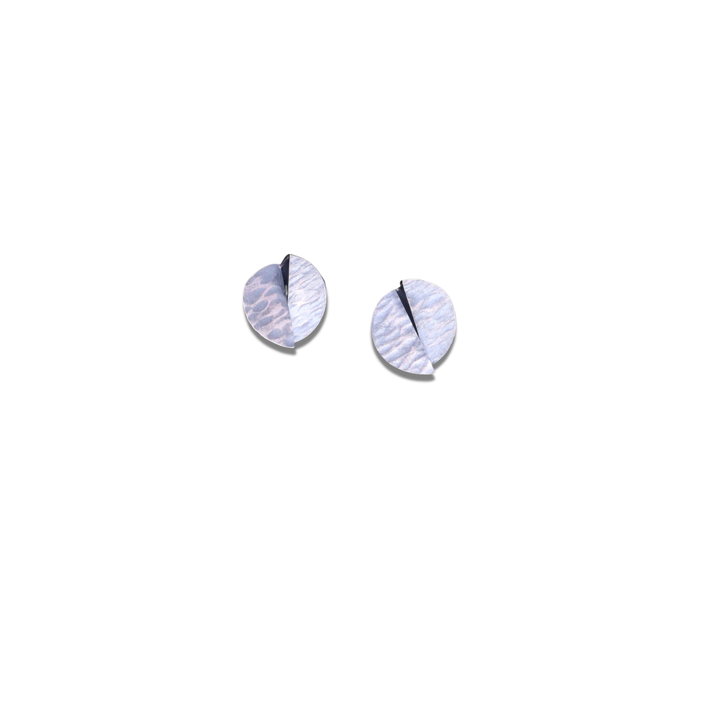 Mari Hirata Earrings | Two Halves of a Half Studs Oxidised