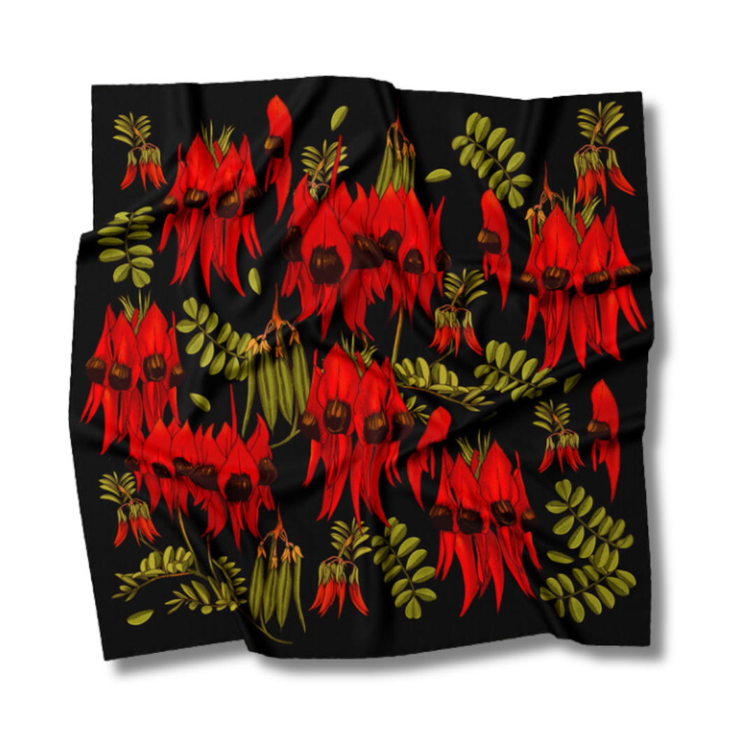 Moonshine Madness Silk Scarf | Desert Pea