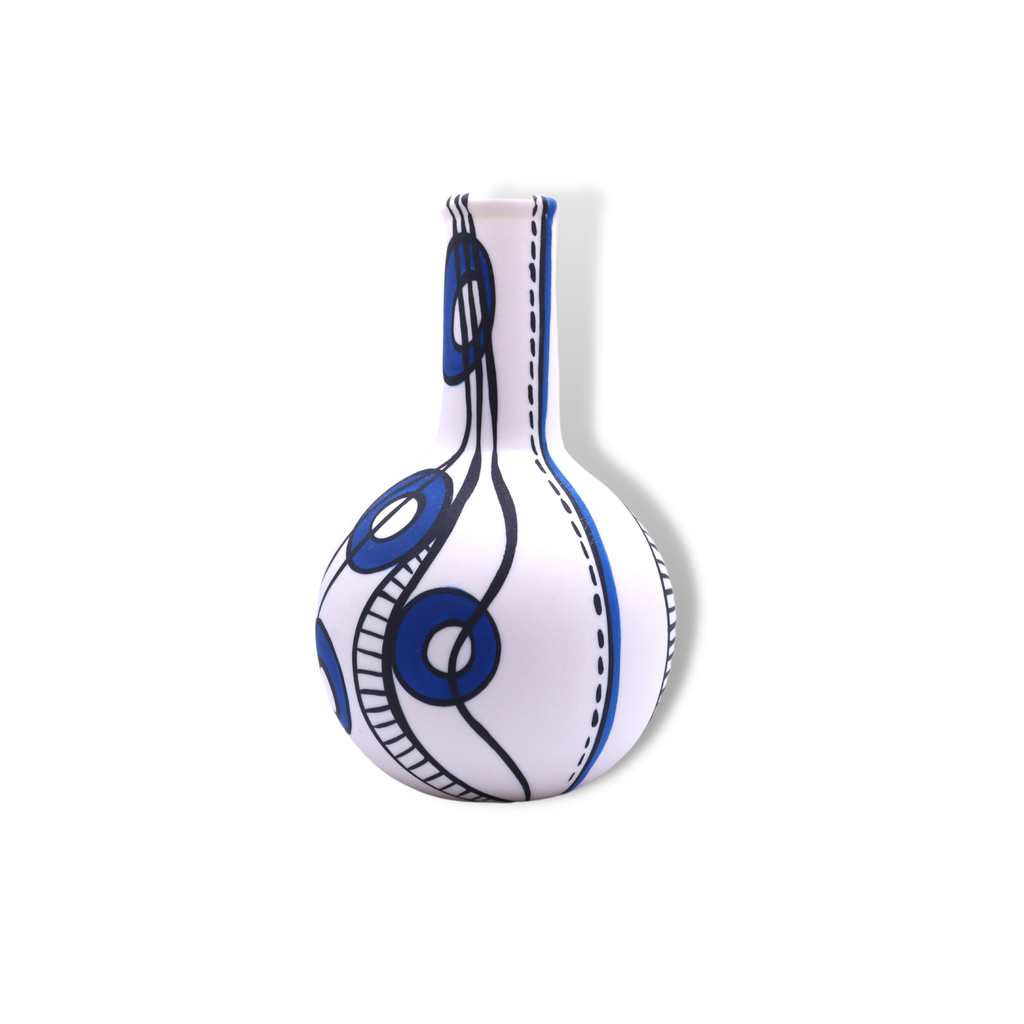 Ronelle Clarke Aegean Blue Round Long Neck Vase #2