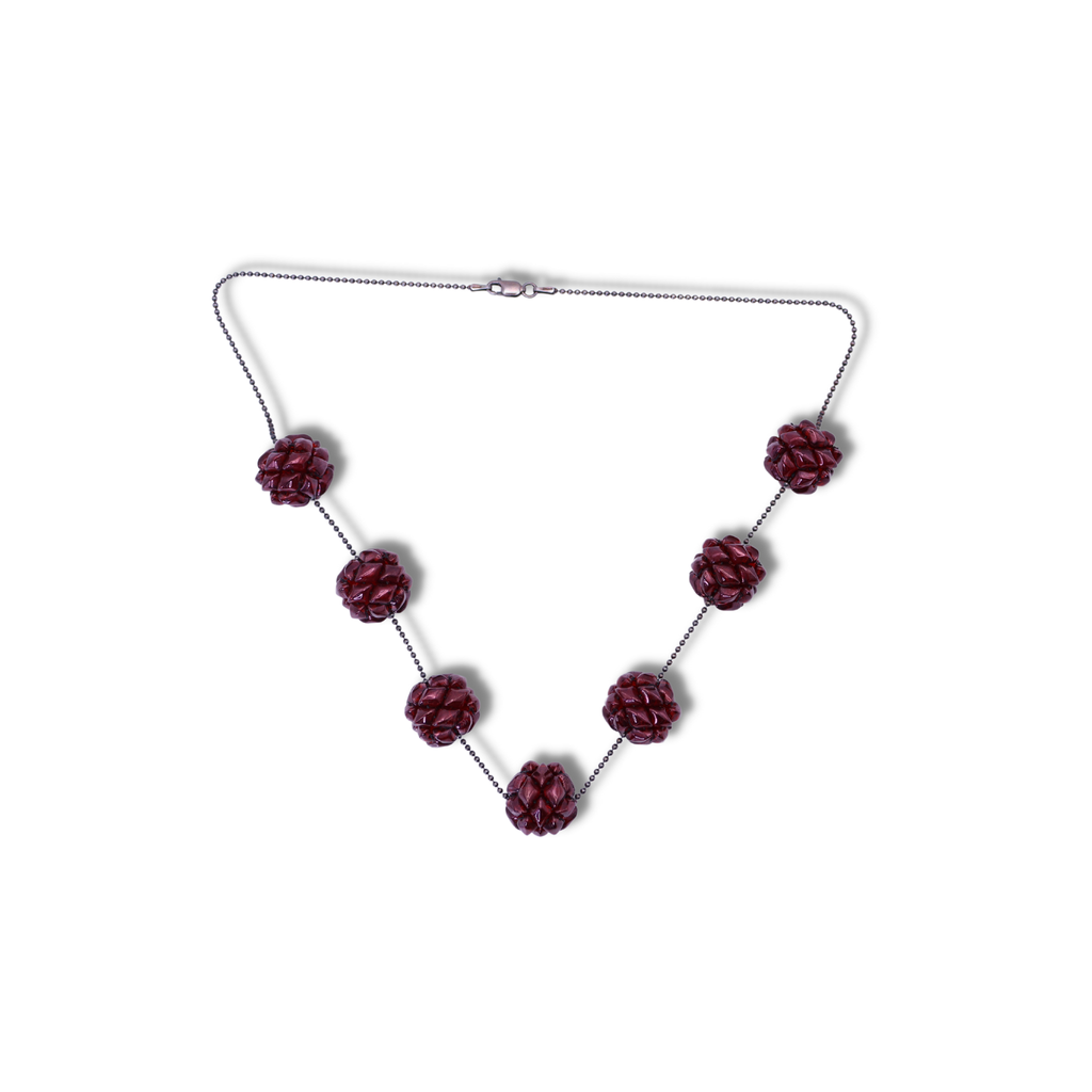 Paula Dunlop Satellite Short Necklace | Garnet Red Glass Beads