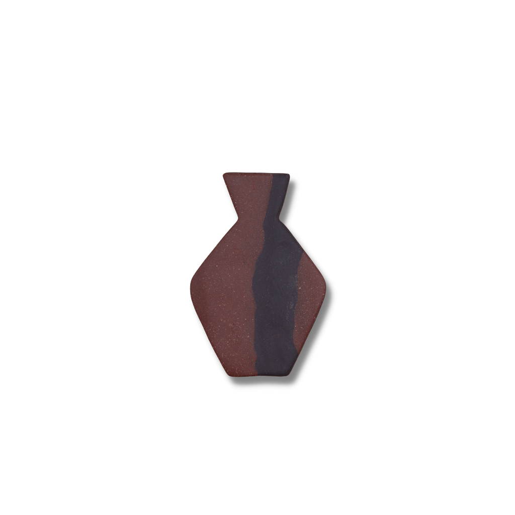 Paper Boat Press Vase Brooch | Brown & Black #1