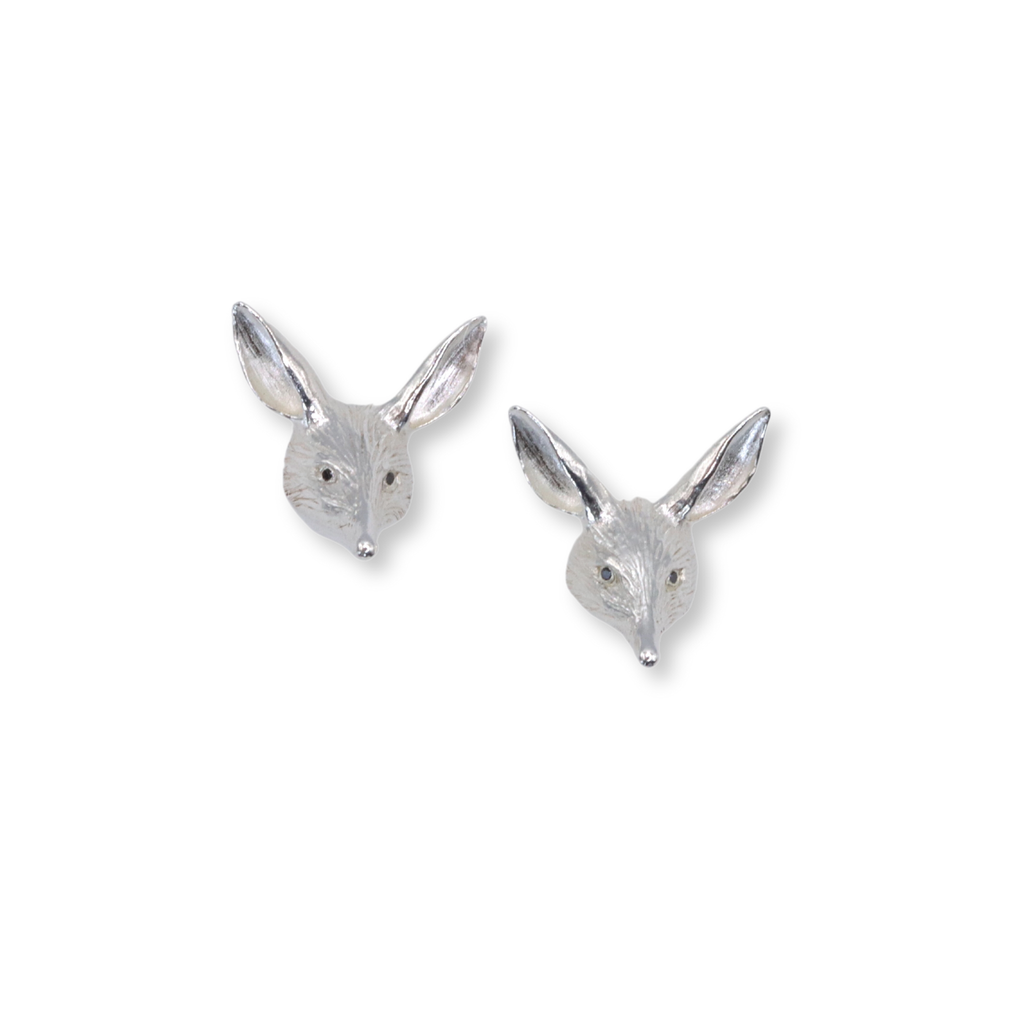 Xiao Earrings | Bilby Studs with Black Diamond Eyes