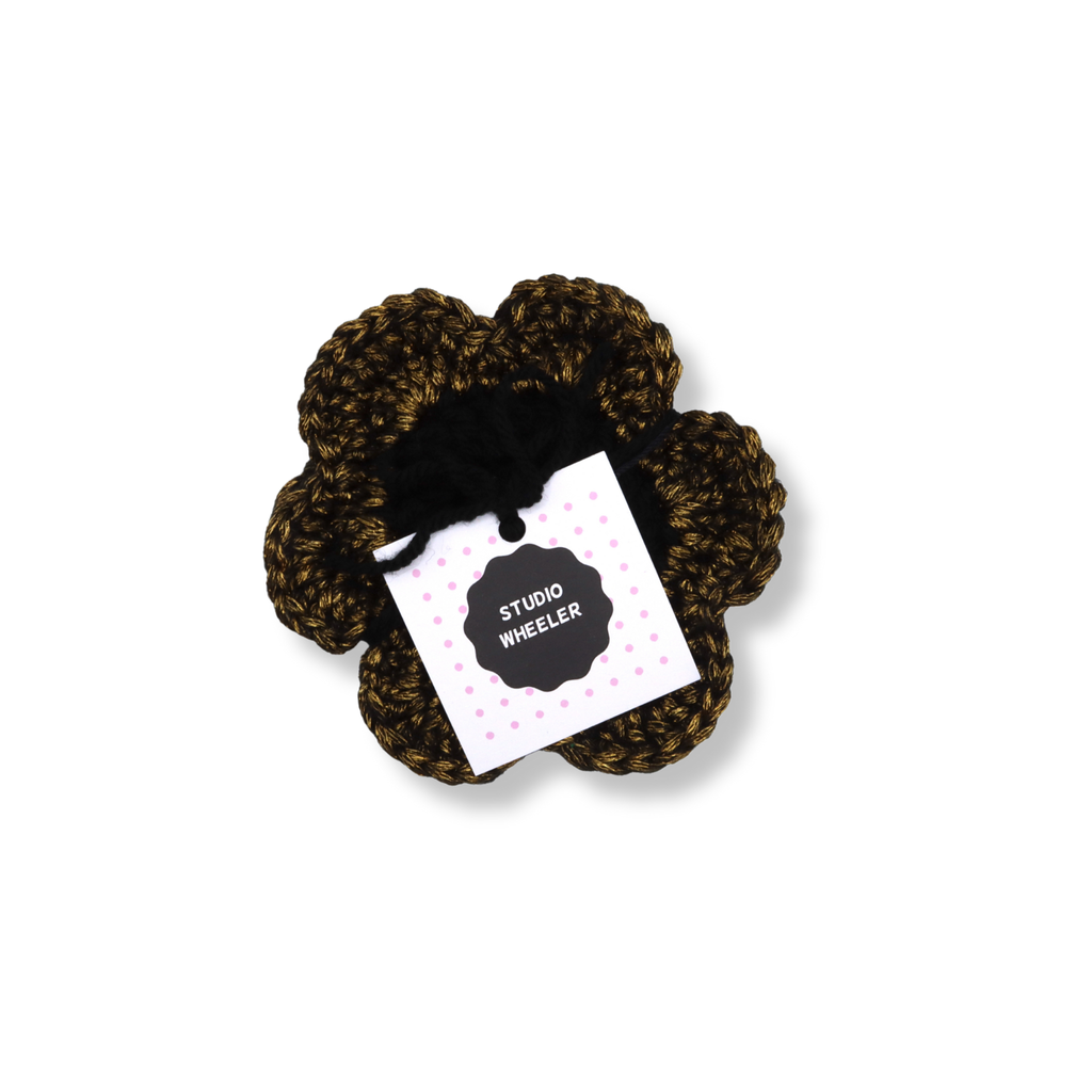 Studio Wheeler Hand Crocheted Shimmer Coasters #2 | Black & Gold
