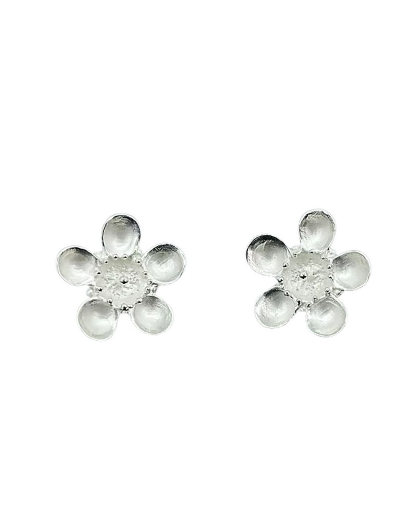 Xiao Sterling Silver Wax Flower Studs