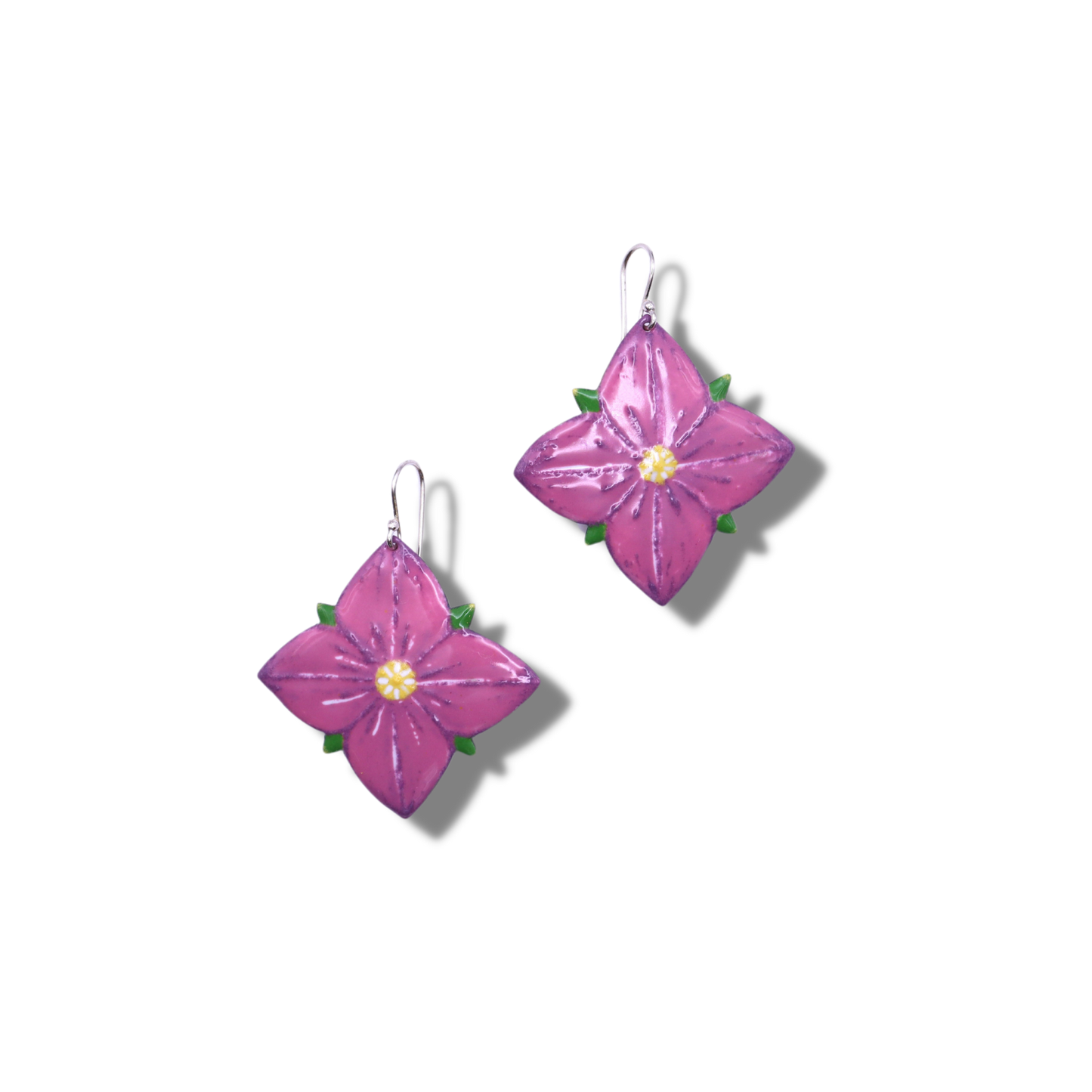 Jewellery by Xiao Earrings | Enamel Pink Boronia