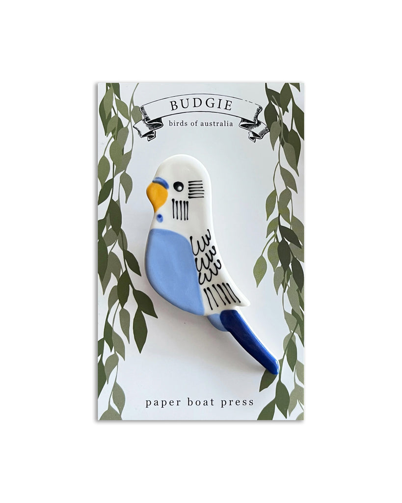 Paper Boat Press Magnet | Blue Budgie