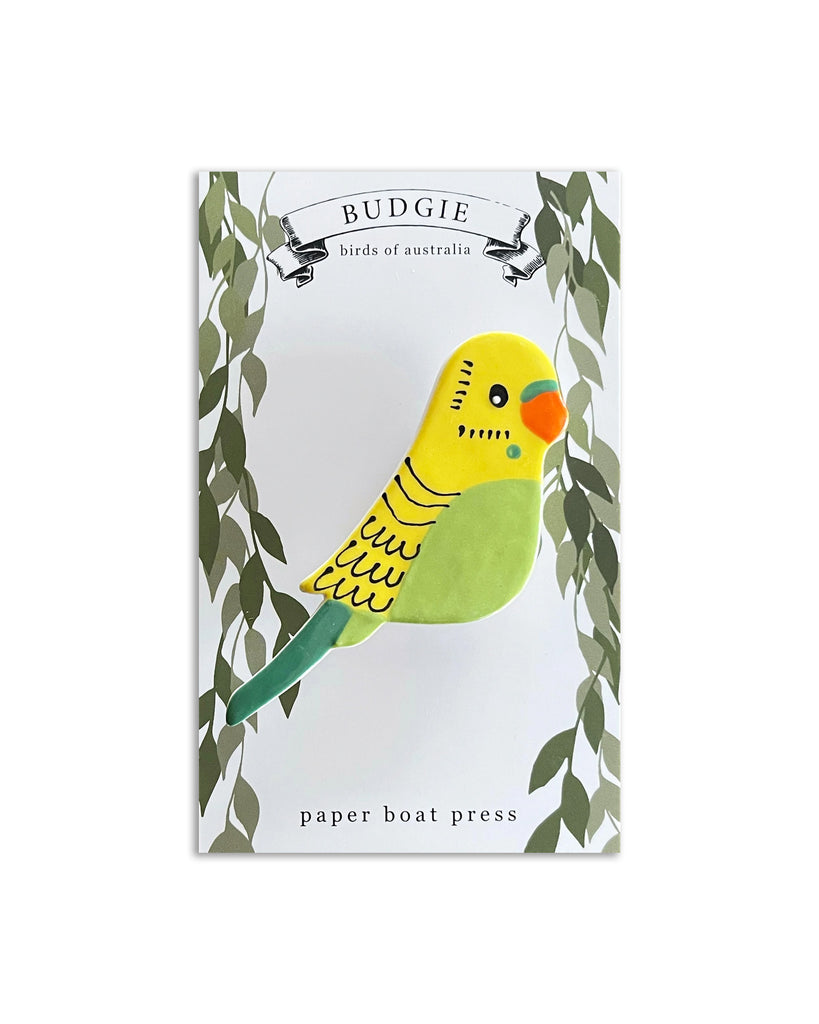 Paper Boat Press Magnet | Green Budgie