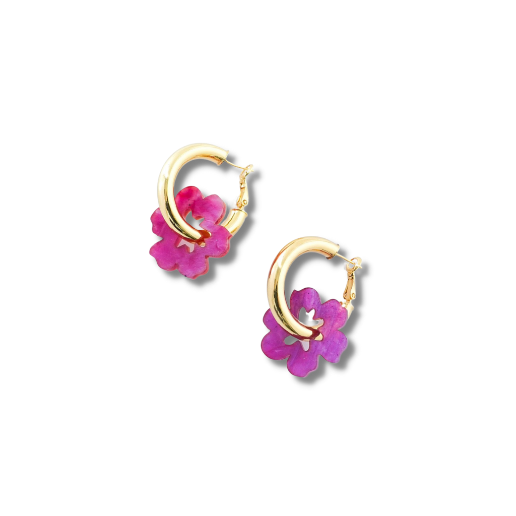 Flowature Thick Hoop Earrings | Purple Daisy