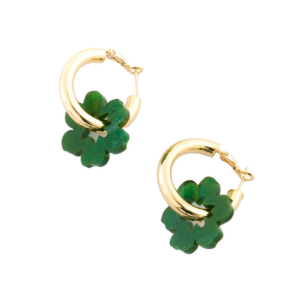 Flowature Thick Hoop Earrings | Emerald Daisy