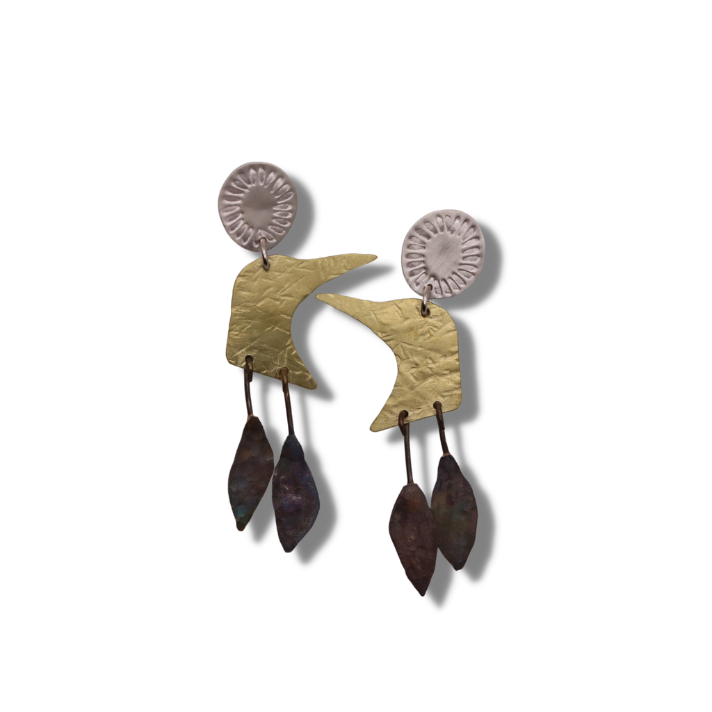 Nicole Jakins Earrings | Magpie with Leaf Studs