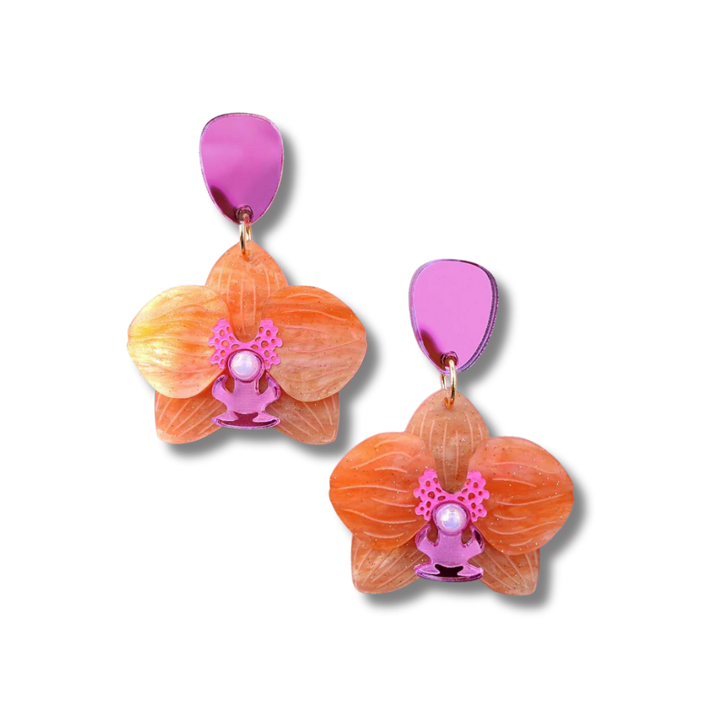 Eliza Rose Earrings | Orange Moth Orchid